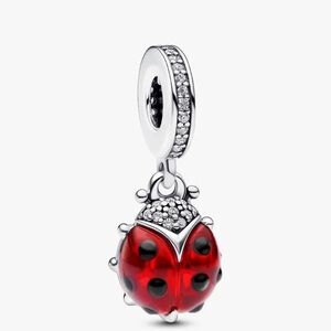 Pandora Red Ladybird Dangle Charm Sterling silver NWT
